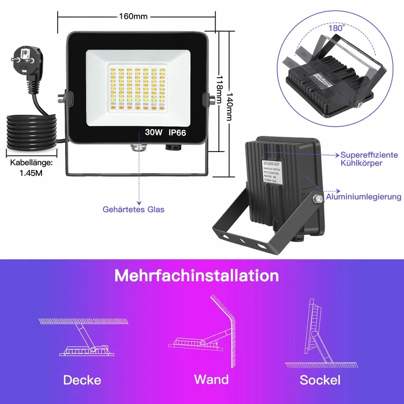 AUSYDE LED Schijnwerper Buiten Waterdicht Tuin 2 Stuks 35W — foto 7