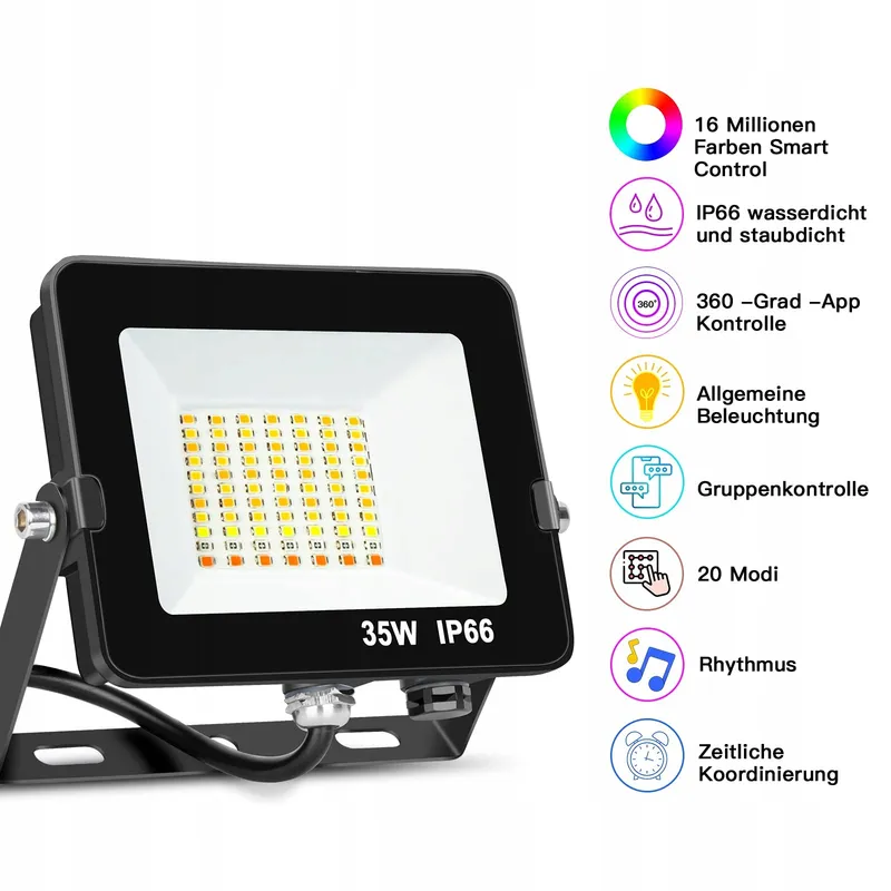 AUSYDE LED Schijnwerper Buiten Waterdicht Tuin 2 Stuks 35W — foto 2