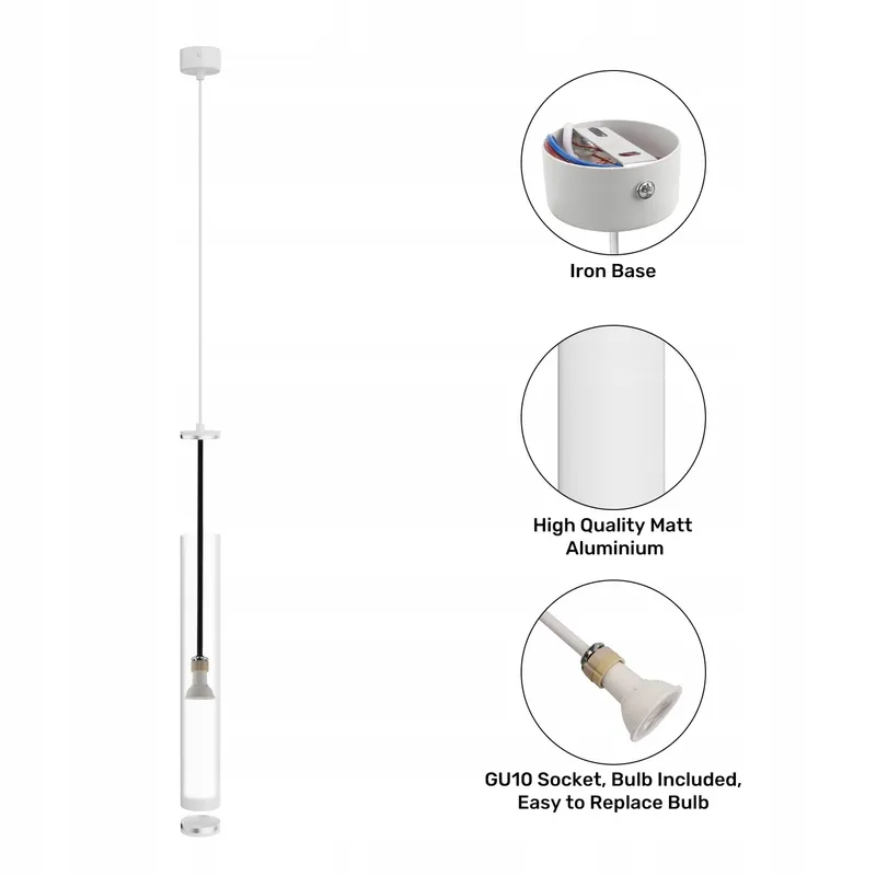 KLIGHTEN Hanglamp GU10 LED 5W 470LM Verstelbaar Wit 3000K 50cm — foto 3