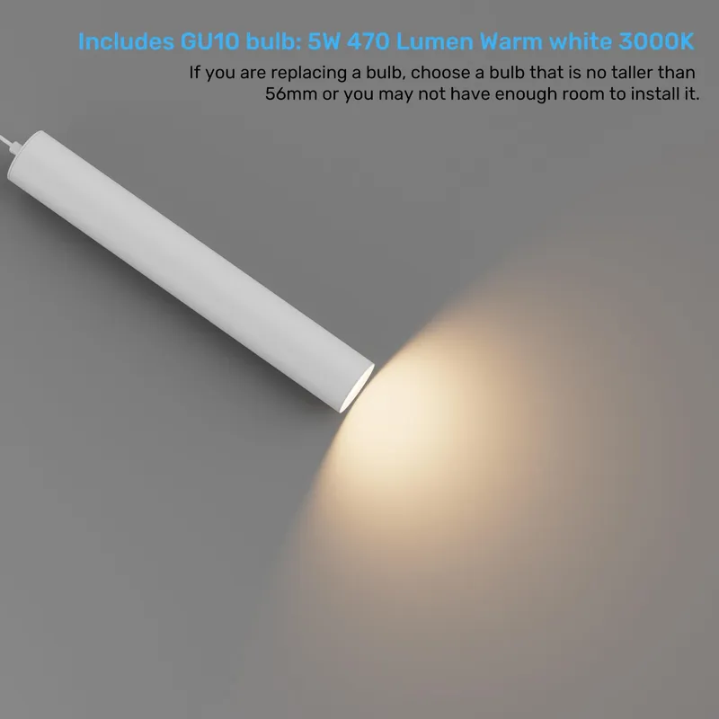 KLIGHTEN Hanglamp GU10 LED 5W 470LM Verstelbaar Wit 3000K 50cm — foto 4