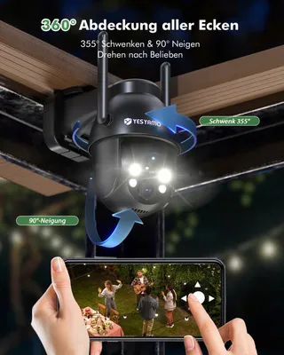 YESYAMO 2K Buitencamera 355°/90° Pan Tilt WiFi Kleurennachtzicht — miniatuur 3