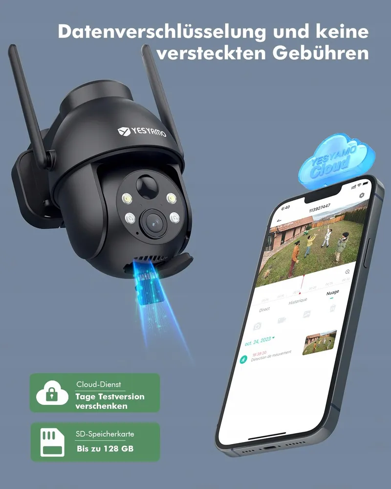 YESYAMO 2K Buitencamera 355°/90° Pan Tilt WiFi Kleurennachtzicht — foto 8