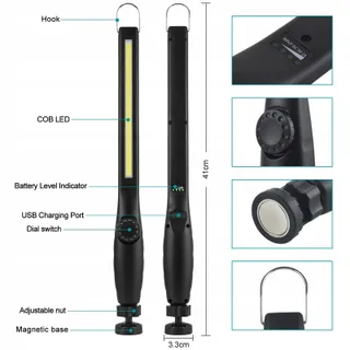 HTBAKOI LED Werklamp Accu Magneet Haak — miniatuur 4