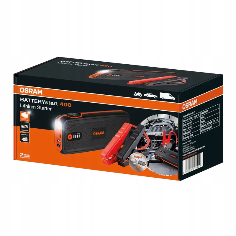 OSRAM BATTERYstart 400 Jumpstarter 2000A 12V Powerbank 16800mAh — foto 9