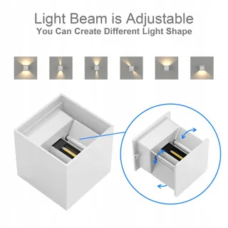 K-BRIGHT LED Wandlamp 12W Verstelbare Lichtstraal IP65 Wit — miniatuur 4