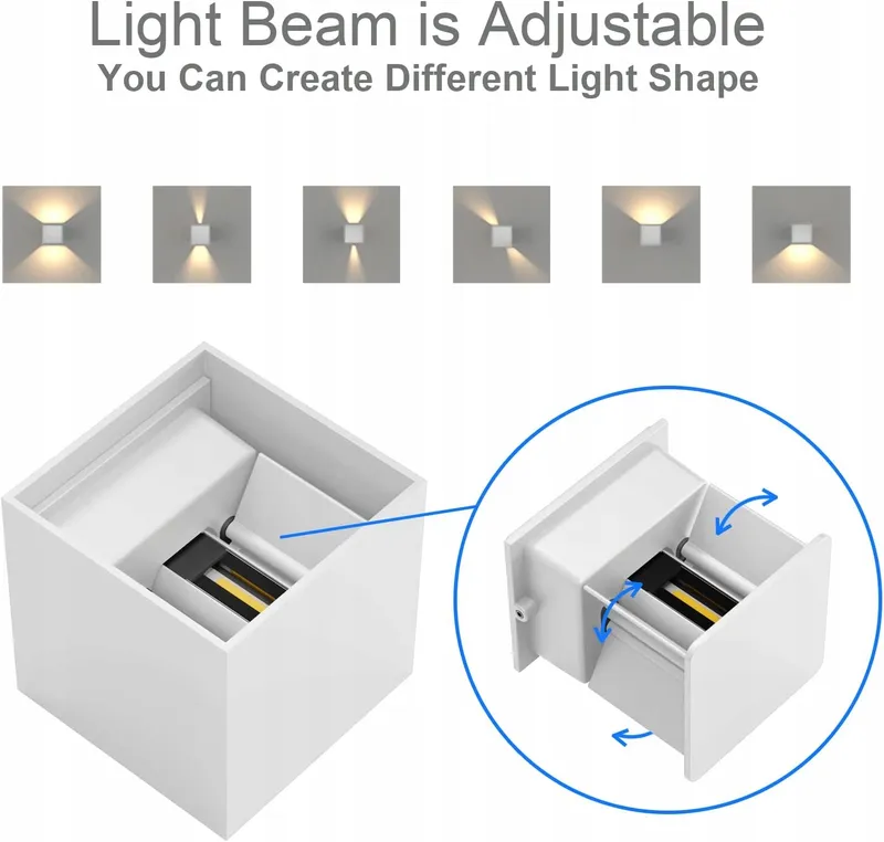 K-BRIGHT LED Wandlamp 12W Verstelbare Lichtstraal IP65 Wit — foto 9