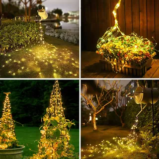 JOYSING Solar Lichtsnoer 1m 100 LED 8 Standen Waterdicht Warmwit — miniatuur 2