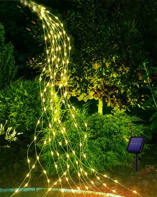 JOYSING Solar Lichtsnoer 1m 100 LED 8 Standen Waterdicht Warmwit — miniatuur 1