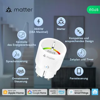 NOUS Matter Slim Stopcontact 16A 3840W Alexa Google Home — miniatuur 3