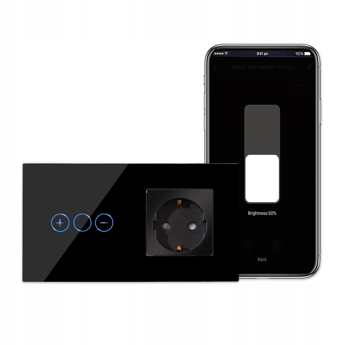 CNBINGO Smart WiFi Lichtschakelaar Schuko Stopcontact Zwart