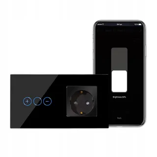 CNBINGO Smart WiFi Lichtschakelaar Schuko Stopcontact Zwart — miniatuur 1