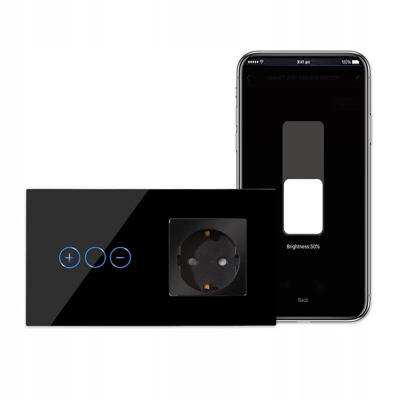 CNBINGO Smart WiFi Lichtschakelaar Schuko Stopcontact Zwart — foto 1