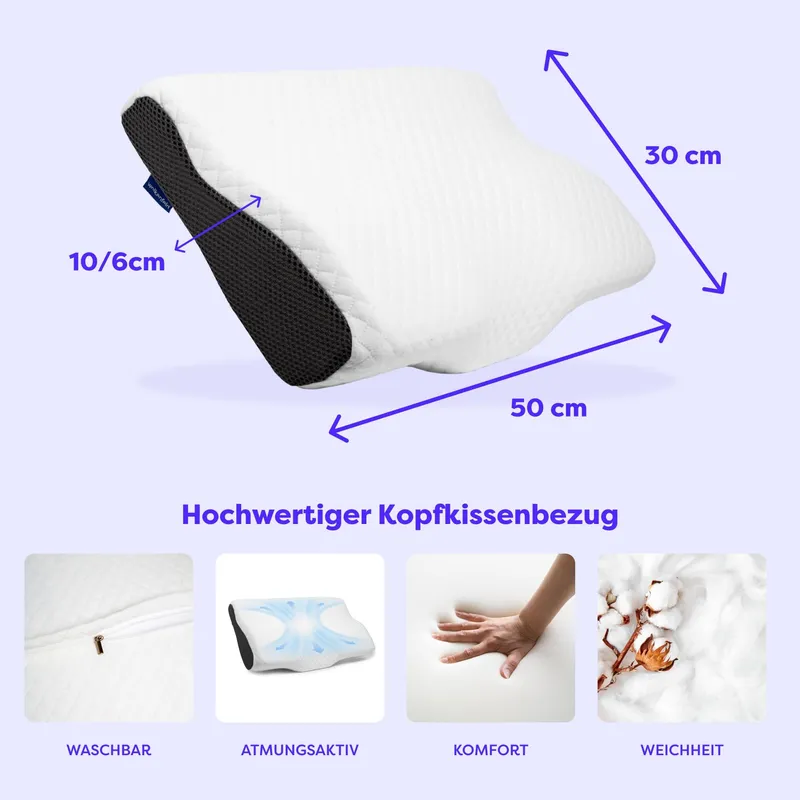 WOLKENFELD Orthopedisch Kussen Memory Foam Ergonomisch — foto 2