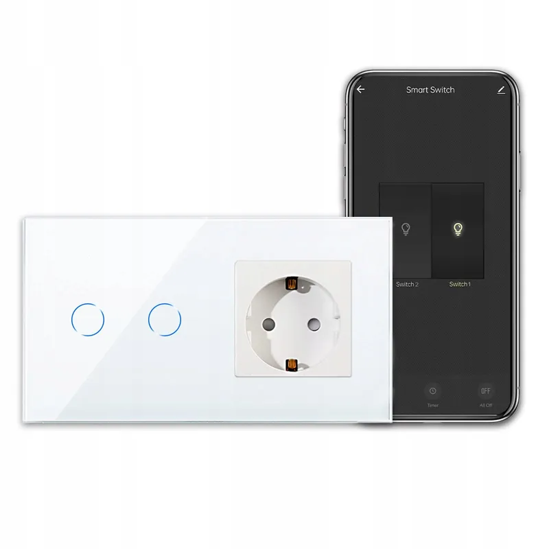 CNBINGO Smart Touchschakelaar Stopcontact Schuko Wit WiFi Alexa — foto 1