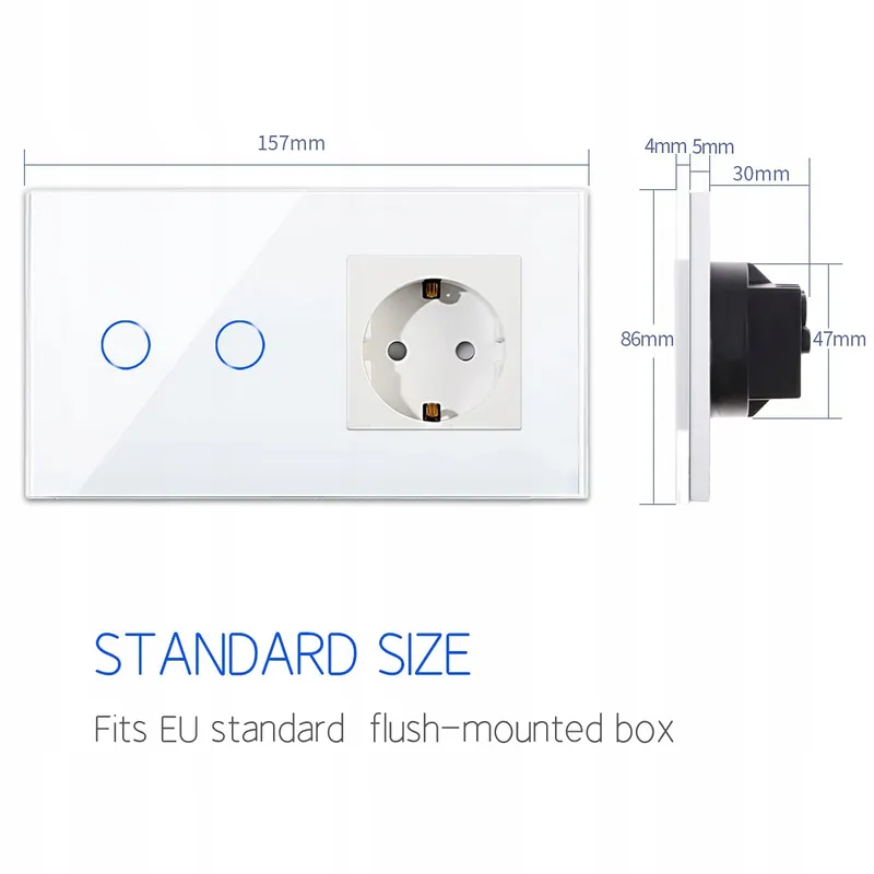 CNBINGO Smart Touchschakelaar Stopcontact Schuko Wit WiFi Alexa — foto 4