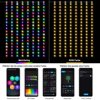 ZAIYW RGB Lichtgordijn 144 LED 24Mx18M App Afstandsbediening — miniatuur 4