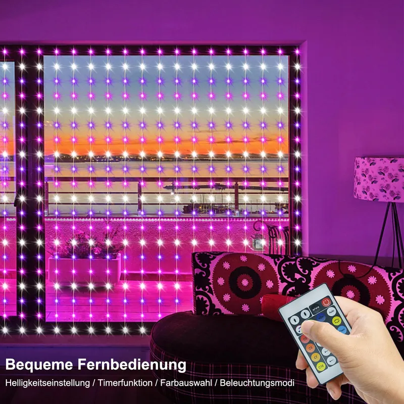 ZAIYW RGB Lichtgordijn 144 LED 24Mx18M App Afstandsbediening — foto 5