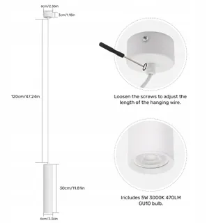 KLIGHTEN Hanglamp GU10 LED 5W 470LM Verstelbaar Keuken Woonkamer — miniatuur 2