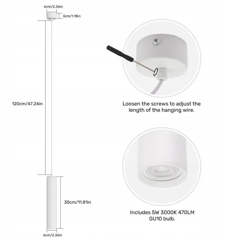 KLIGHTEN Hanglamp GU10 LED 5W 470LM Verstelbaar Keuken Woonkamer — foto 2