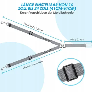 SLOWTON Autogordel Hond Verstelbaar Reflecterend Veilig Grijs — miniatuur 7