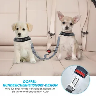 SLOWTON Autogordel Hond Verstelbaar Reflecterend Veilig Grijs — miniatuur 2