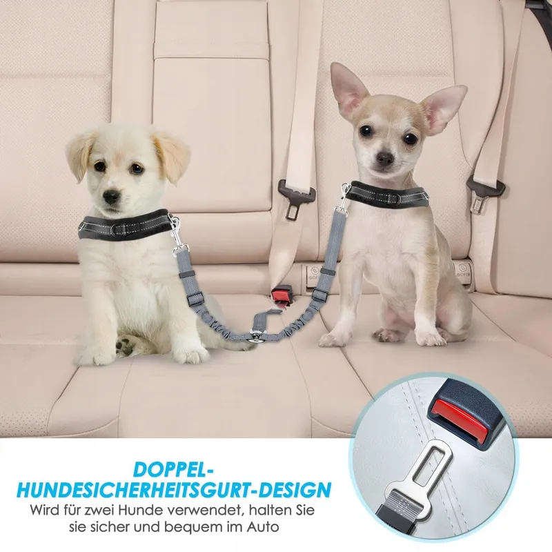 SLOWTON Autogordel Hond Verstelbaar Reflecterend Veilig Grijs — foto 2