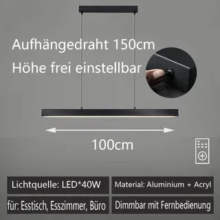 DIMMBARE LED Hanglamp Zwart Afstandsbediening Eetkamer Keuken — miniatuur 3