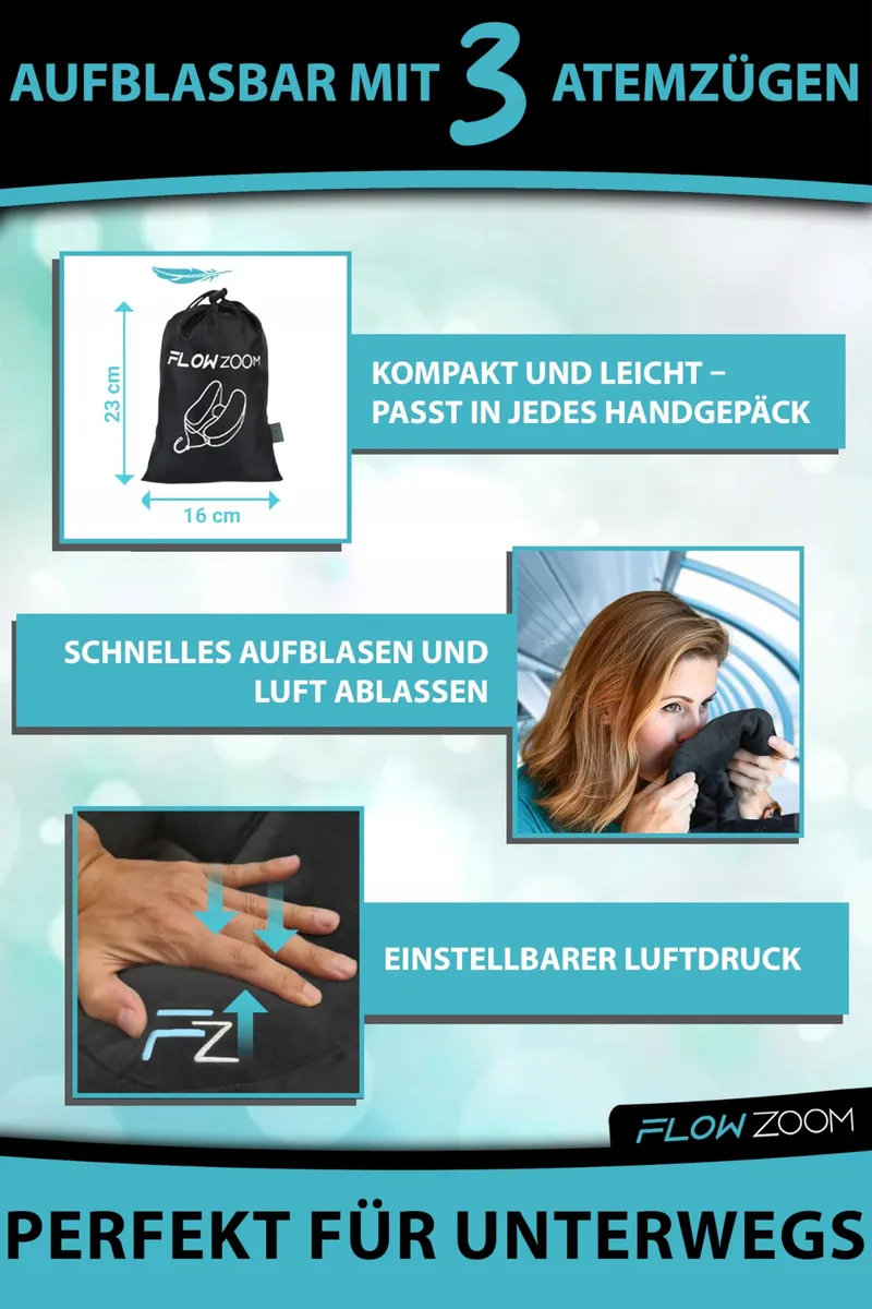 FLOWZOOM AIR Opblaasbaar Reis-Nekkussen Ergonomisch β foto 4