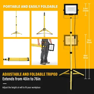 RIGIDON 100W LED Bouwlamp Met Statief 10000LM Waterdicht Werkplaats — miniatuur 2