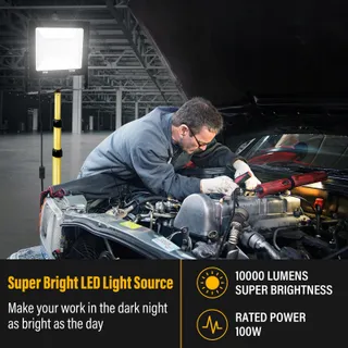 RIGIDON 100W LED Bouwlamp Met Statief 10000LM Waterdicht Werkplaats — miniatuur 5
