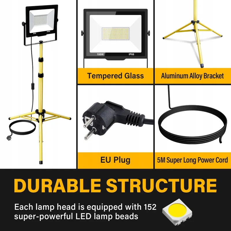 RIGIDON 100W LED Bouwlamp Met Statief 10000LM Waterdicht Werkplaats — foto 4