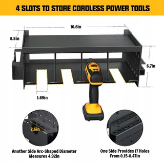 HEAVYDUTY Wandhouder voor Boormachine 4 Vakken Gereedschap — miniatuur 2