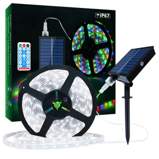 LUMTANG Solar LED Strip 5m 280 LED IP67 Waterdicht Afstandsbediening — miniatuur 2