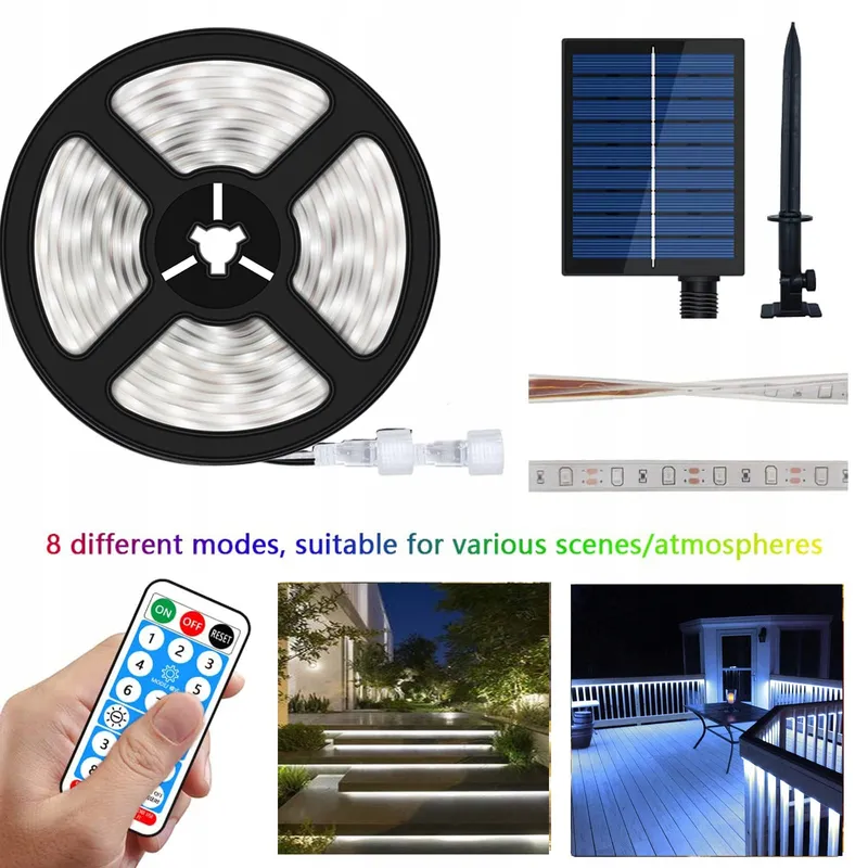LUMTANG Solar LED Strip 5m 280 LED IP67 Waterdicht Afstandsbediening — foto 3