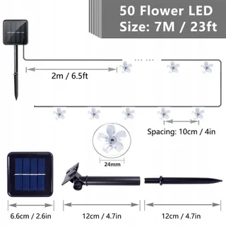 TIYUPA 50LED Solar Lichtsnoer Tuin 7M Waterdicht 8 Modi — miniatuur 5