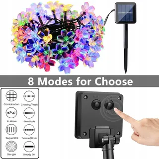 TIYUPA 50LED Solar Lichtsnoer Tuin 7M Waterdicht 8 Modi — miniatuur 4
