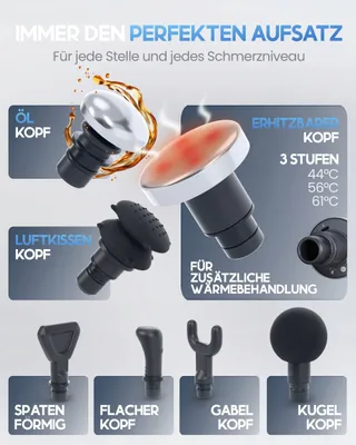 HELDENWERK Massagepistool 7 Koppen 30 Snelheden USB-C Warmtekop — miniatuur 7
