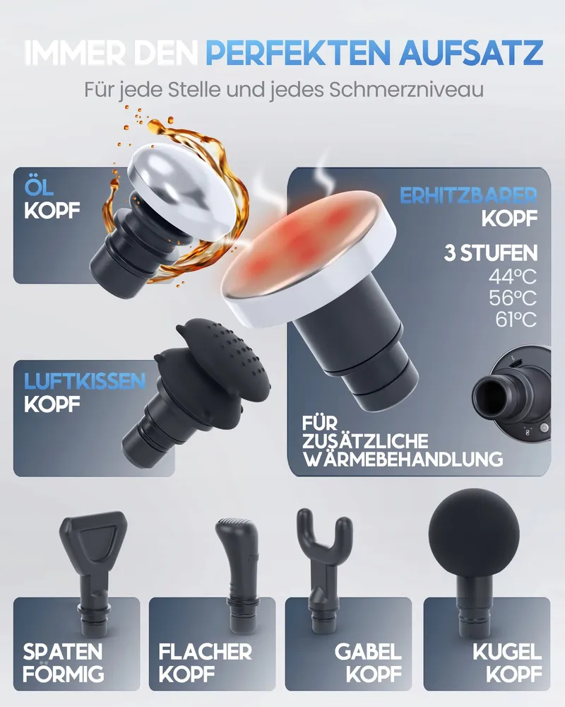 HELDENWERK Massagepistool 7 Koppen 30 Snelheden USB-C Warmtekop — foto 7