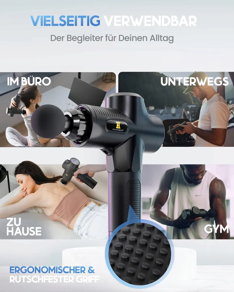 HELDENWERK Massagepistool 7 Koppen 30 Snelheden USB-C Warmtekop — foto 9