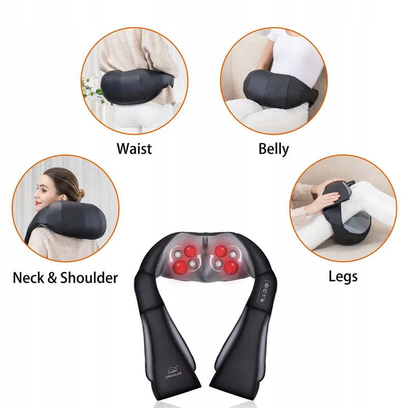 SNAILAX Shiatsu Massageapparaat Nek Rug Met Warmte Elektrisch — foto 5
