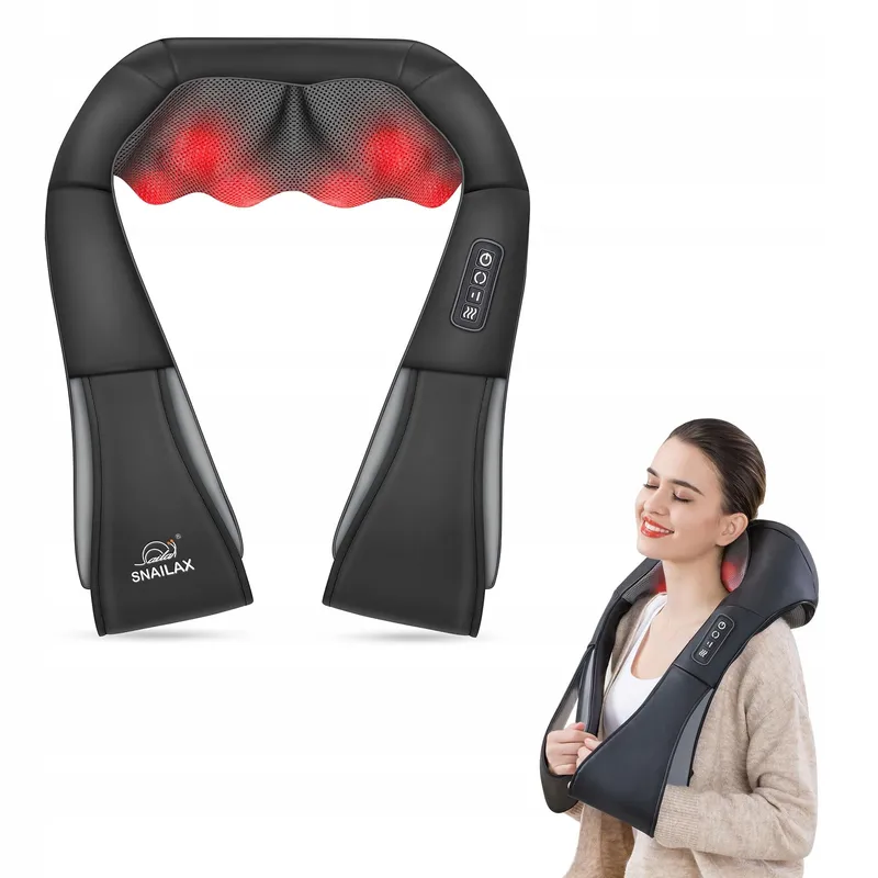 SNAILAX Shiatsu Massageapparaat Nek Rug Met Warmte Elektrisch — foto 1