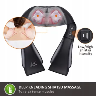 SNAILAX Shiatsu Massageapparaat Nek Rug Met Warmte Elektrisch — miniatuur 2