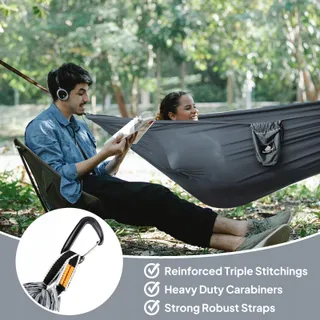 NATUREFUN Ultralichte Camping Hangmat 300kg 300x200cm Nylon — miniatuur 4