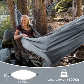 NATUREFUN Ultralichte Camping Hangmat 300kg 300x200cm Nylon — miniatuur 2