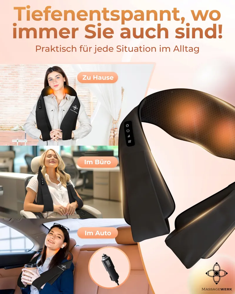 MASSAGEWERK Shiatsu Massageapparaat Rug Nek Met Warmtefunctie — foto 7
