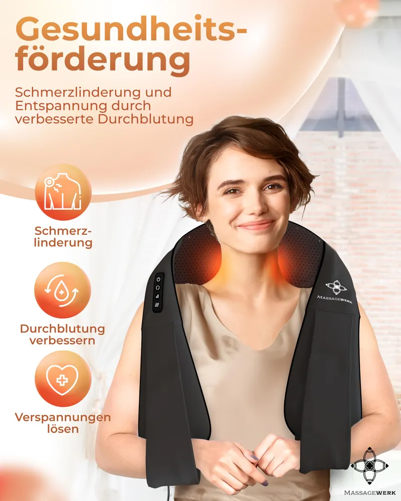 MASSAGEWERK Shiatsu Massageapparaat Rug Nek Met Warmtefunctie — foto 5