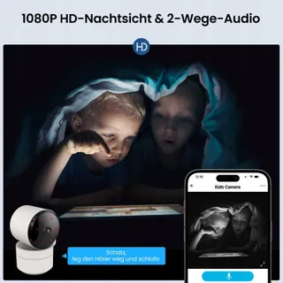 AMOROM Bewakingscamera Binnen 360 1080p Nachtzicht Audio — miniatuur 6