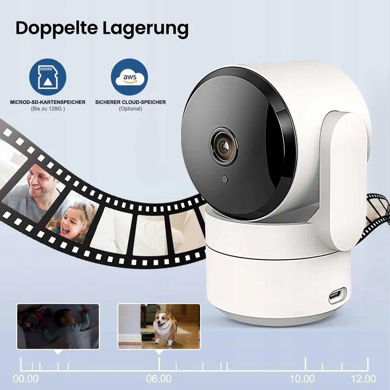 AMOROM Bewakingscamera Binnen 360 1080p Nachtzicht Audio — foto 8