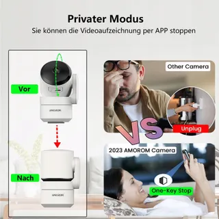 AMOROM Bewakingscamera Binnen 360 1080p Nachtzicht Audio — miniatuur 3
