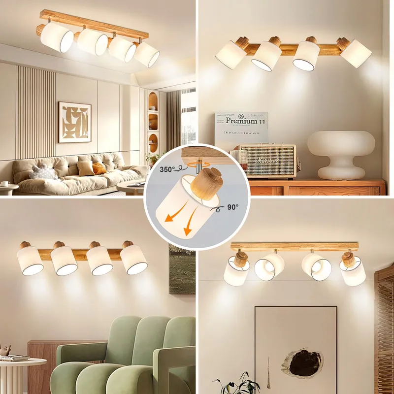 DOUGHELEC Plafondlamp 4-lichts Vintage E14 Voor Woonkamer — foto 6